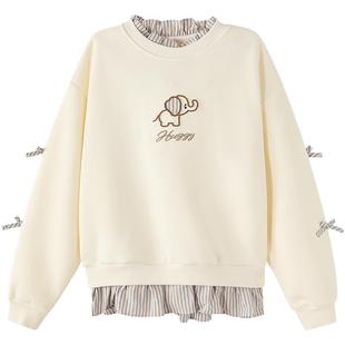 笛莎官方旗舰童装女童加绒厚款卫衣冬季新款大童女孩儿童保暖上衣