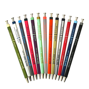 marks DAYS系列撞色木轴圆珠笔0.5mm黑色纤细针型笔尖油性墨水可换中性笔芯轻量紫白黄红蓝绿粉银金阿信