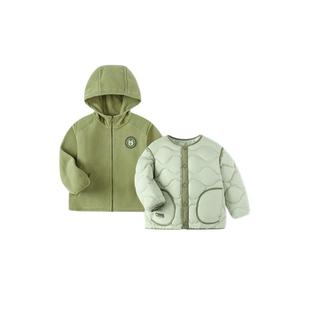 巴拉巴拉童装男童羽绒服冬装外套年新款轻羽绒摇粒绒两件套女正品