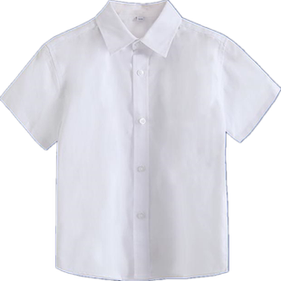 小学生儿童演出校服夏季短袖白衬衣含棉小男孩小女孩百搭薄款透气