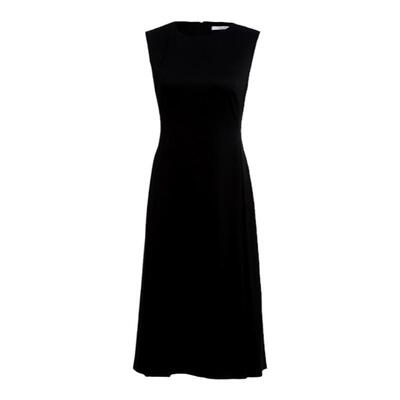 LAUREL曜石黑无袖通勤收腰连衣裙