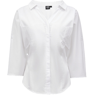 Vero Moda衬衫女2025秋法式温柔风收腰V领七分袖白衬衫325331012