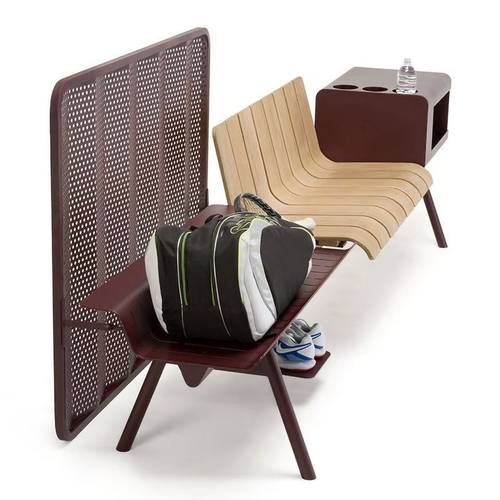 体育馆等候椅休闲户外运动长条台带椅置休息屏风长凳网球场物椅