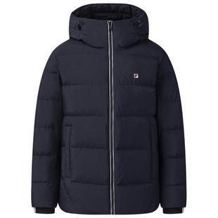 FILA斐乐男士保暖鸭绒羽绒服2025冬季新款中长款简约休闲保暖外套