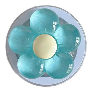 小清新花朵手机磁吸支架夏日ins小红书爆款气囊伸缩背贴超强吸附磁力圈磁铁懒人桌面支撑垫指环蓝色MagSafe壳