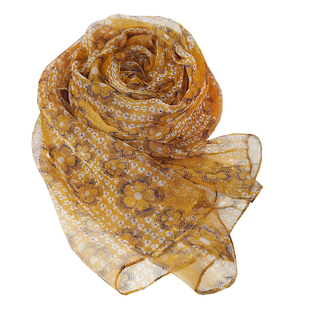 女士真丝桑蚕丝长丝巾围巾杭州特产丝绸薄纱巾春秋季印花气质披肩