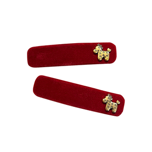 秋冬丝绒2026小马发夹边夹侧边刘海夹子新年红色发卡精致bb夹发饰