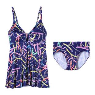 安莉芳outlets显瘦遮肉裙装泳衣夏季沙滩衣分体时尚印花游泳衣女