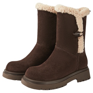 millies妙丽雪地靴女厚底增高防滑防寒棉靴保暖毛毛棉鞋短筒靴子