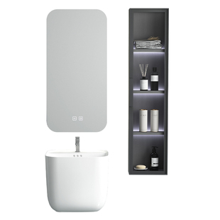 普奥勒小户型挂墙式卫生间洗脸盆 阳台陶瓷洗手盆悬空挂盆浴室柜