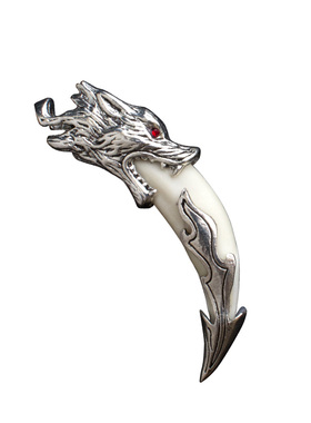 藏银黑狗牙套吊坠男女款牙齿项链