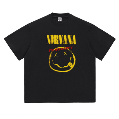 热石Nirvana潮牌涅槃摇滚笑脸T恤