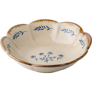 巷子尾〖漂亮花朵造型〗中式9英寸陶瓷碗餐厅大号菜碗沙拉碗果盆