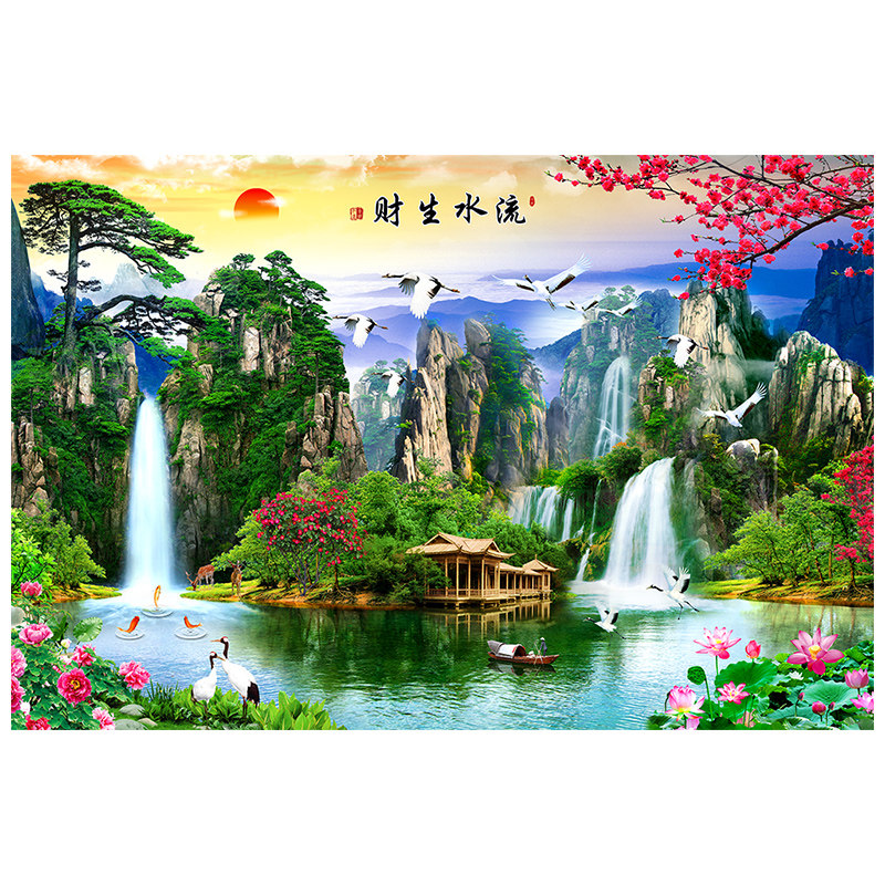 3D装饰客厅沙发电视背景墙壁画