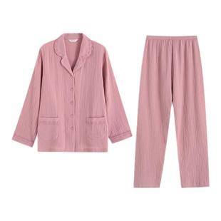 Rosemaid/罗丝美纯棉女士国民领镶蕾丝全开襟睡衣秋冬新款11249