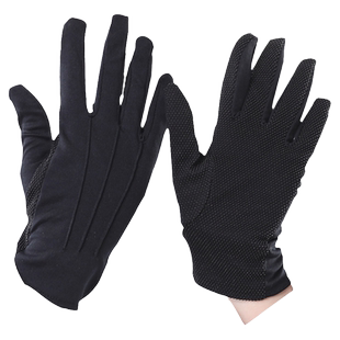 男女黑白色涤纶防滑开车防晒薄透气手套三筋工作业司机劳保安礼仪