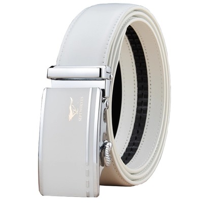 七匹狼官方正品/真皮白色腰带