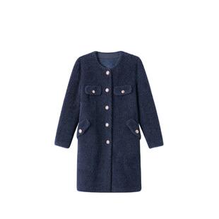 YINER音儿专选冬季女装时尚中长款保暖环保羊毛皮草大衣外套