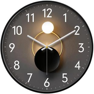 钟表挂钟客厅大气创意家用时尚免打孔电子时钟简约电波石英钟挂墙