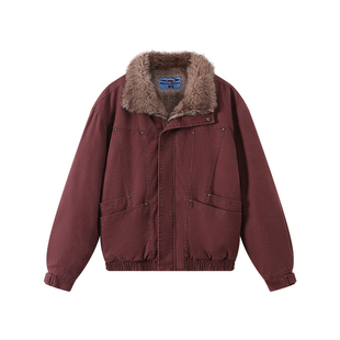 江南先生NewJNXS珠帆麻感挺阔星星撞钉双口袋座山雕保暖棉服外套