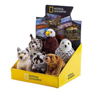 国家地理毛绒玩具北美系列猞猁灰熊野牛布娃娃礼物狼浣熊生日公仔