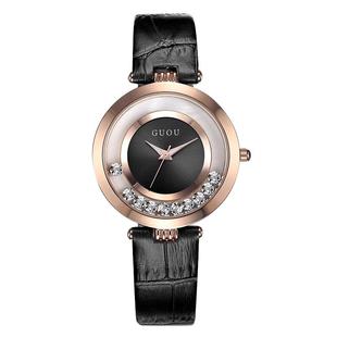 【新款】香港古欧时尚全自动女士手表镶钻红色绿皮带防水时装女表