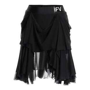 IFV女式成人拉丁舞半身裙伦巴交谊舞裙多层网纱裙显瘦表演裙2040