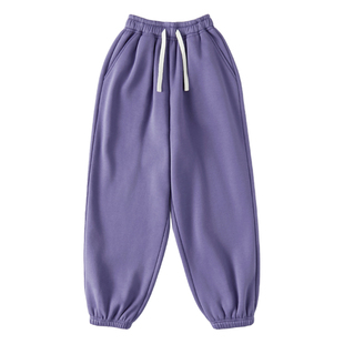 棵初25年秋冬新款亲子中大女童抗菌休闲加绒卫裤抗静电恒温束脚裤