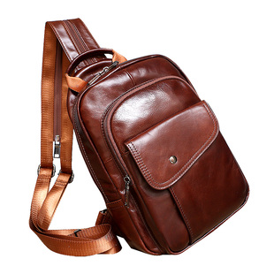 大胸包男真皮软皮大容量单肩包双肩包两用斜挎包牛皮胸前斜跨包