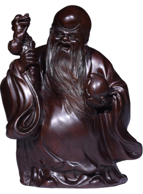 玄关实木质红木寿星祝福木雕摆件