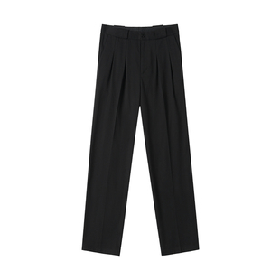 CAKUNTA 简约老钱风/经典通勤 斜纹挺阔立体双褶 雅痞直筒西裤