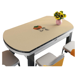 折叠圆桌桌垫轻奢防水防烫皮革pvc垫子椭圆形高端硅胶伸缩餐桌布