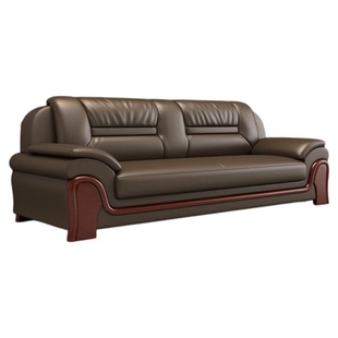 办公沙发中式商务接待会客室办公室真皮简约沙发茶几组合