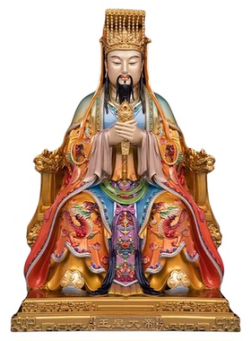 玉帝王母铜像玉皇大帝王母娘娘纯铜珐琅彩居家供奉瑶池西王母摆件