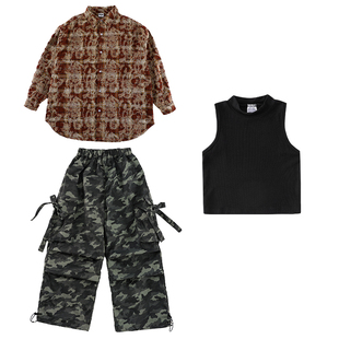 hiphop街舞穿搭童装上衣嘻哈裤子跳舞爵士舞儿童locking服装男童