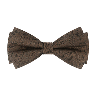 男士领结订婚结婚正装蝴蝶结衬衫咖啡深棕色枝叶兄弟团伴郎高级感