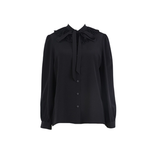 J＆NINA捷恩尼纳郭珮玲秋冬新款气质木耳边领设计真丝衬衫女