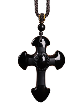 【已过香香】黑曜石十字架吊坠