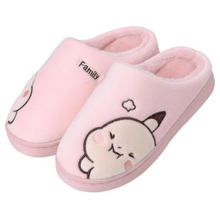 棉拖鞋女可爱冬季室内防滑家居情侣卡通保暖居家用毛绒厚底拖鞋男