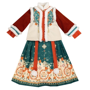 汉服女童冬季2026新款儿童国风冬装拜年服古风加绒加厚古装马面裙