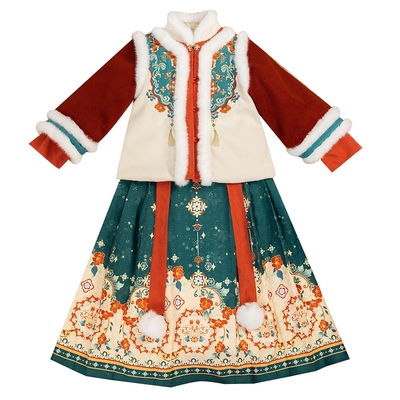 汉服女童冬季2026新款儿童国风冬装拜年服古风加绒加厚古装马面裙