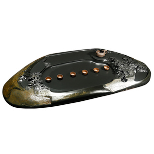 家用茶盘金皮金晕新款砚台茶具套装石头办公室歙砚茶台茶海茶桌