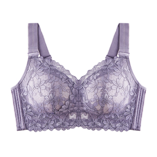 千奈美大胸显小蕾丝大码内衣女全罩杯超薄款显瘦防下垂调整型文胸