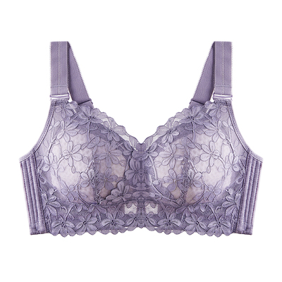 千奈美大胸显小蕾丝大码内衣女全罩杯超薄款显瘦防下垂调整型文胸