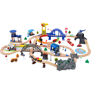 木质轨道车电动小火车套装 木制儿童益智拼装玩具车2岁男兼容HAPE