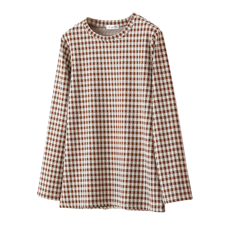 秋冬德绒格子居家服保暖宽松上衣