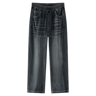 森柔|商场同款森马牛仔裤男春季橡筋腰抽绳长裤2026款宽松直筒裤