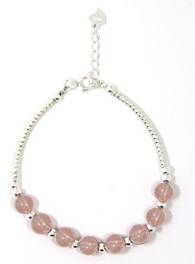 桃花运粉水晶草莓晶手