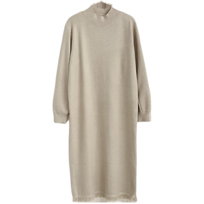 《告别价113》春秋文艺长款毛衣裙套头内搭连衣裙流苏23508