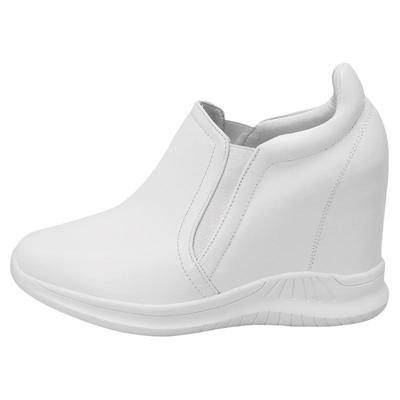 真皮9CM内增高小白鞋女春秋简约